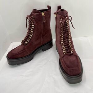 SAM EDELMAN Lovrin Suede Leather Boots Platform Combat Chain Women’s 10 Reddish